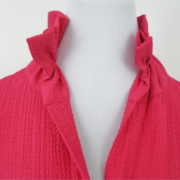 NEW Soft Surroundings Pink Tunic Top Blouse Ruffle Neck Small Bright Pink Xsmall - Picture 8 of 8